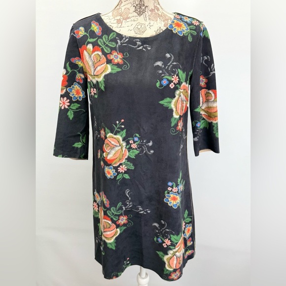 DOR DOR COUTURE Dark gray with floral print Mini shift Dress size S - Picture 8 of 13